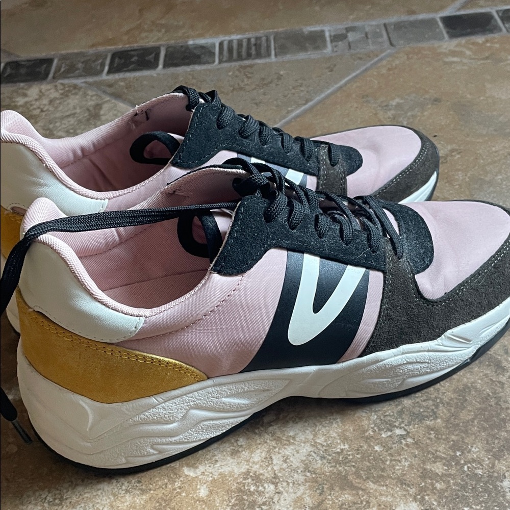 Stylish Women's Sneakers in Pink, Brown, Black and Yellow